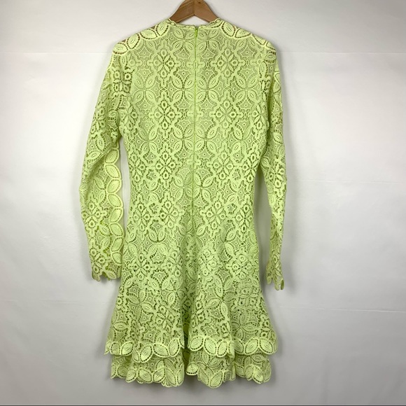 NWT Jonathan Simkhai Guipure Lace Long Sleeve Mini Dress Pear 10 - Picture 7 of 11